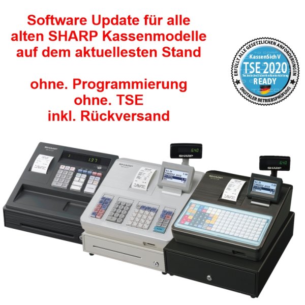 Software Upgrade Sharp-Kassen ohne TSE Chip mit aktuelle Firmware